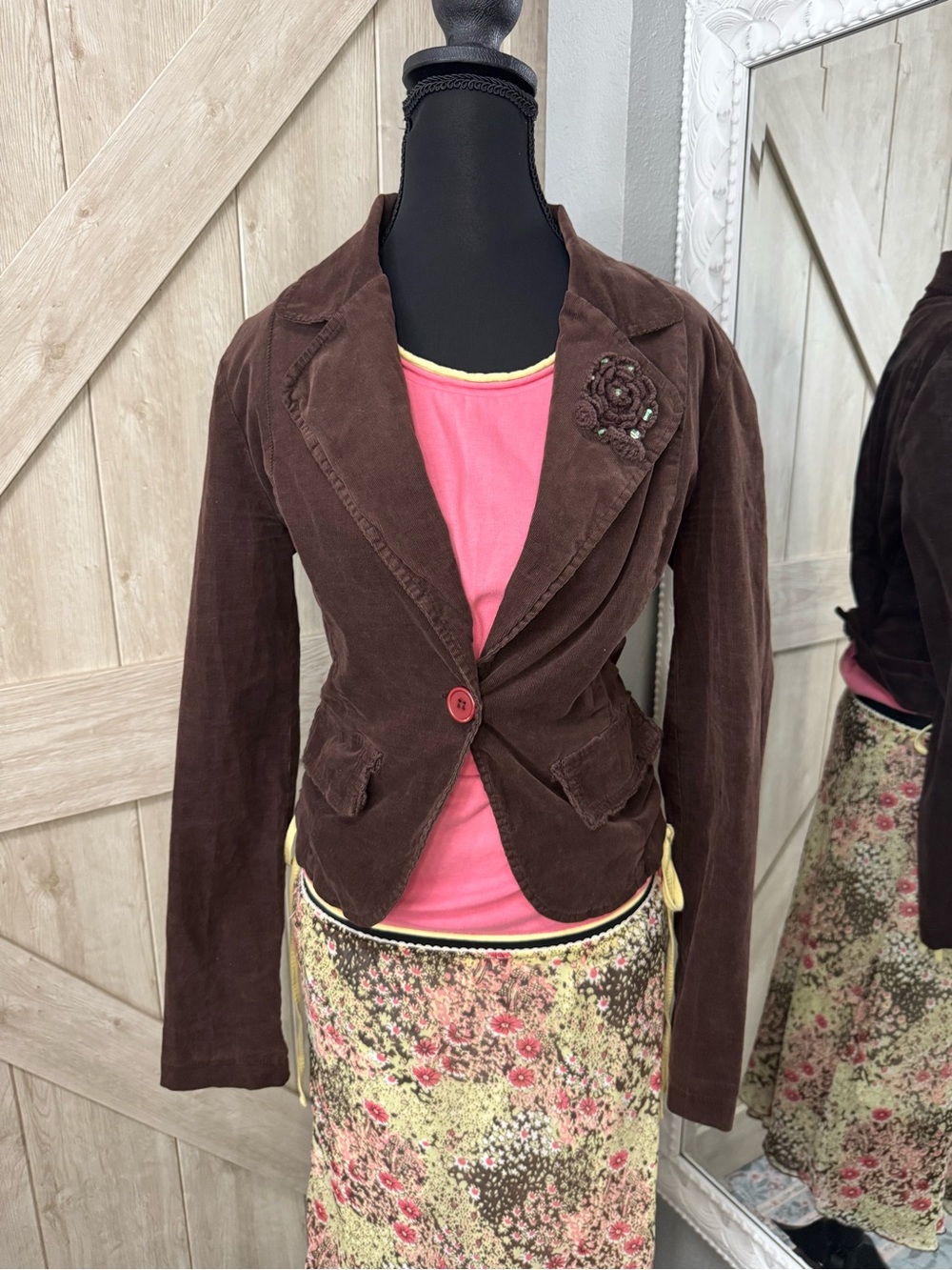 Y2K Twenty One Brown Corduroy Jacket Whimsigoth Fairycore Blazer - Large